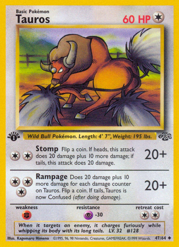 Tauros (47/64) [Jungle 1st Edition] | Game Master's Emporium (The New GME)