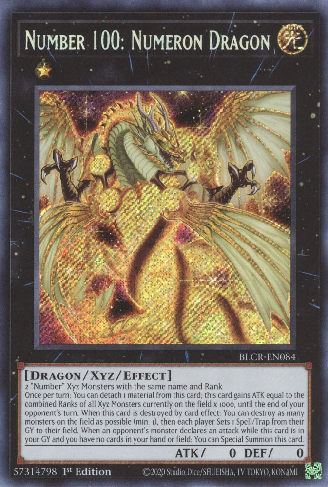 Number 100: Numeron Dragon [BLCR-EN084] Secret Rare | Game Master's Emporium (The New GME)