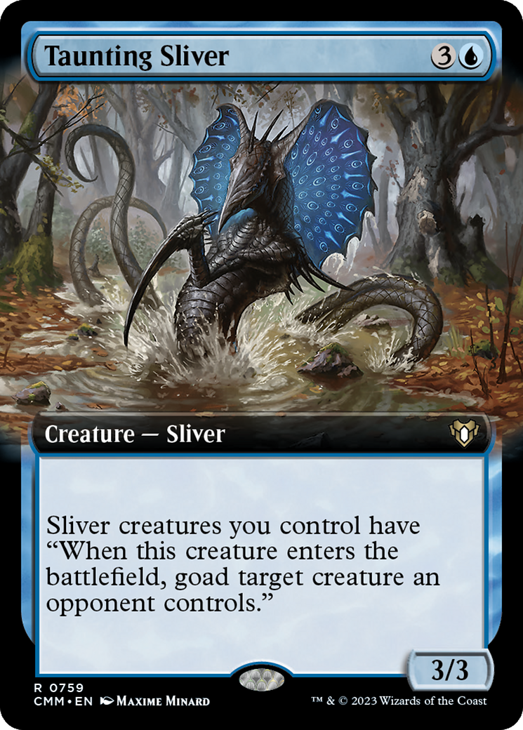 Taunting Sliver (Extended Art) [Commander Masters] | Game Master's Emporium (The New GME)