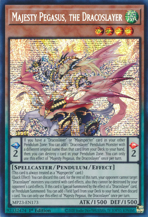 Majesty Pegasus, the Dracoslayer [MP23-EN173] Prismatic Secret Rare | Game Master's Emporium (The New GME)