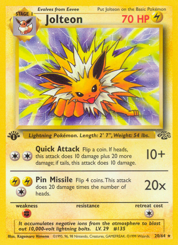 Jolteon (20/64) [Jungle 1st Edition] | Game Master's Emporium (The New GME)