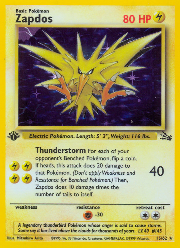 Zapdos (15/62) [Fossil 1st Edition] | Game Master's Emporium (The New GME)