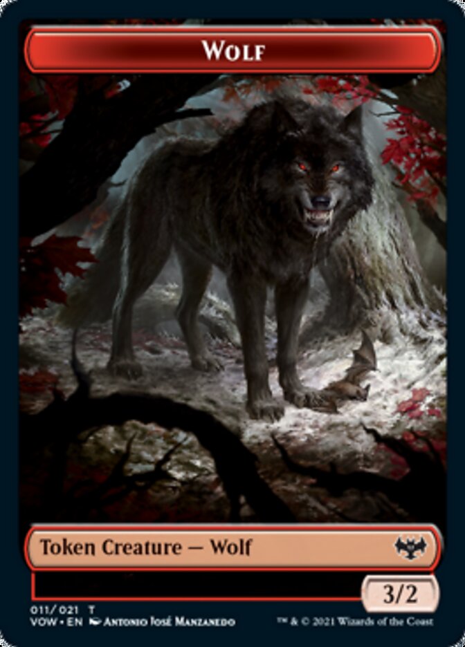 Wolf (011) // Human (010) Double-Sided Token [Innistrad: Crimson Vow Tokens] | Game Master's Emporium (The New GME)