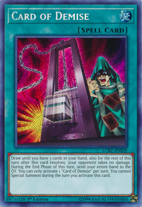 Card of Demise [LCKC-EN029] Secret Rare | Game Master's Emporium (The New GME)