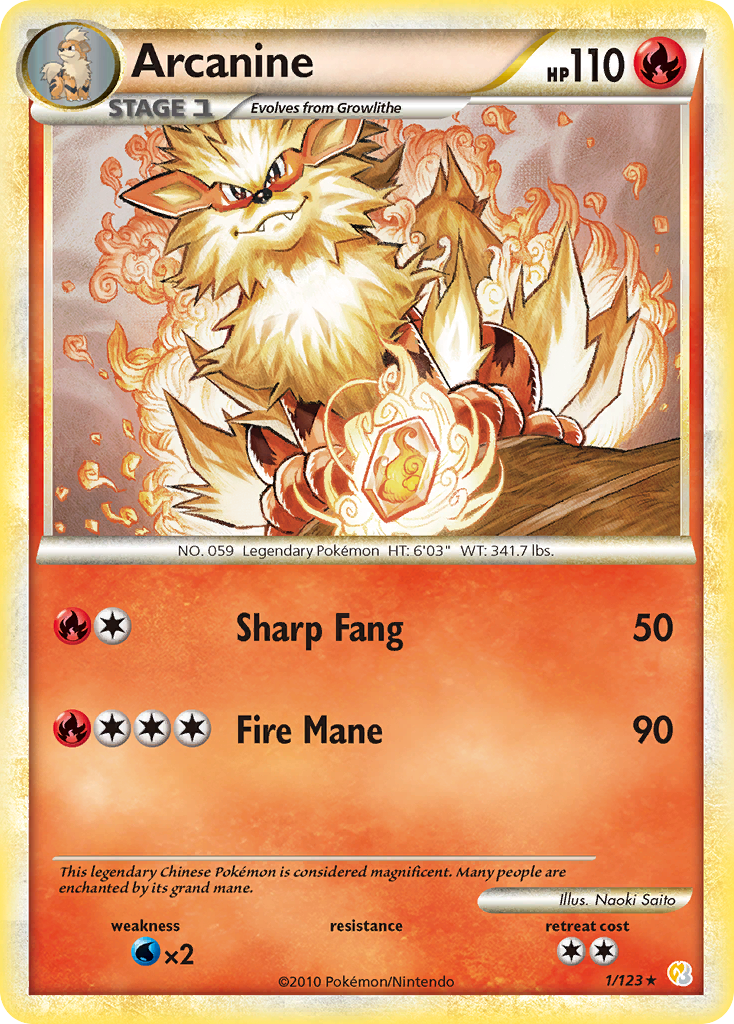 Arcanine (1/123) [HeartGold & SoulSilver: Base Set] | Game Master's Emporium (The New GME)