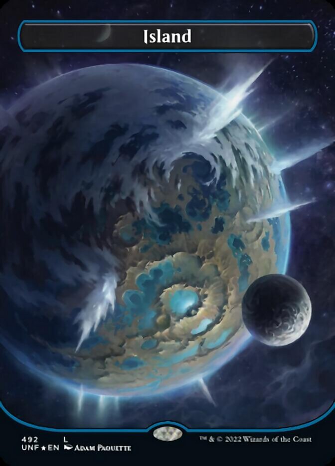 Island (492) (Orbital Space-ic Land) (Galaxy Foil) [Unfinity] | Game Master's Emporium (The New GME)
