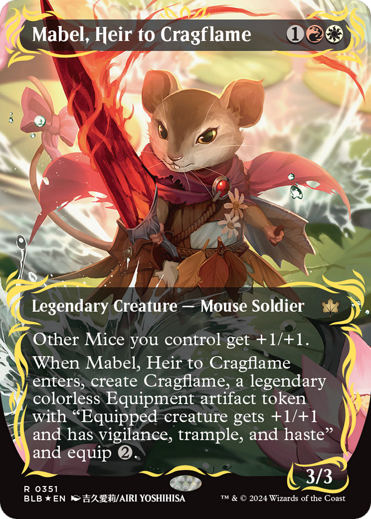 Mabel, Heir to Cragflame (Borderless) (Raised Foil) [Bloomburrow] | Game Master's Emporium (The New GME)