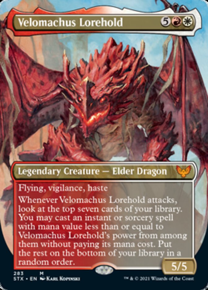 Velomachus Lorehold (Borderless Alternate Art) [Strixhaven: School of Mages] | Game Master's Emporium (The New GME)