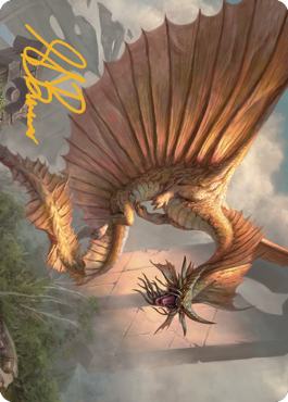 Ancient Gold Dragon Art Card (28) (Gold-Stamped Signature) [Commander Legends: Battle for Baldur's Gate Art Series] | Game Master's Emporium (The New GME)