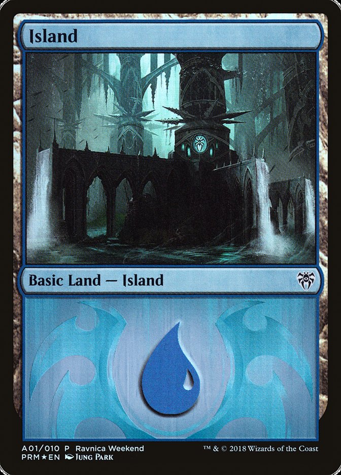 Island (A01) [Ravnica Allegiance Ravnica Weekend] | Game Master's Emporium (The New GME)