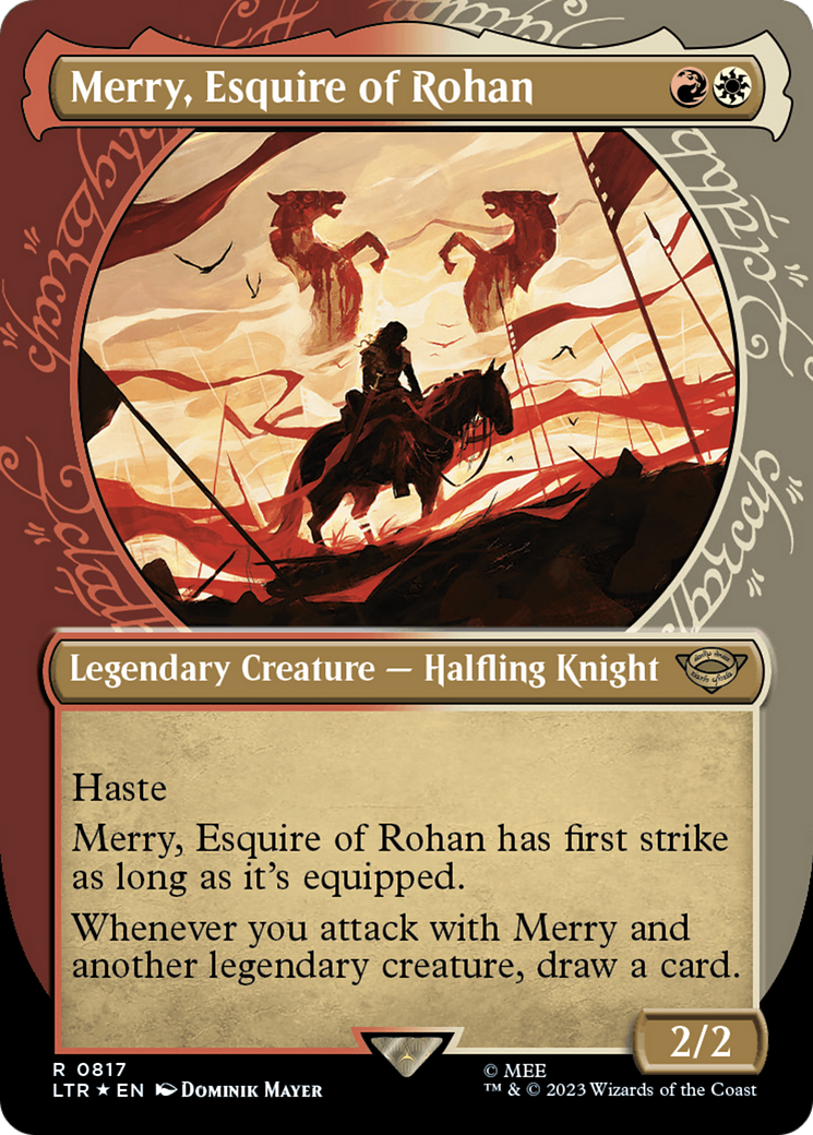 Merry, Esquire of Rohan (Showcase) (Surge Foil) [The Lord of the Rings: Tales of Middle-Earth] | Game Master's Emporium (The New GME)