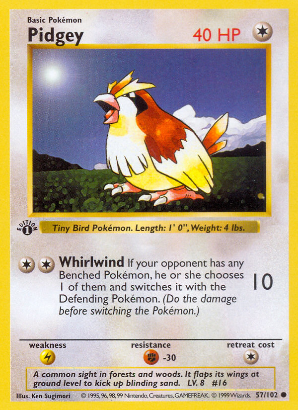 Pidgey (57/102) (Shadowless) [Base Set 1st Edition] | Game Master's Emporium (The New GME)