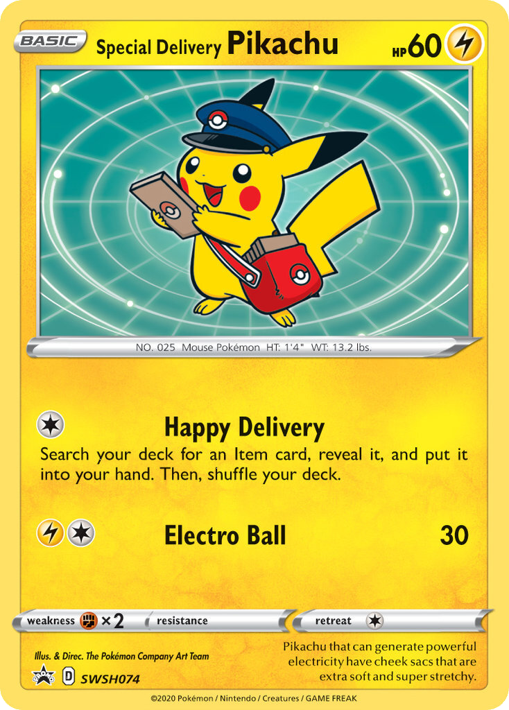 Special Delivery Pikachu (SWSH074) [Sword & Shield: Black Star Promos] | Game Master's Emporium (The New GME)