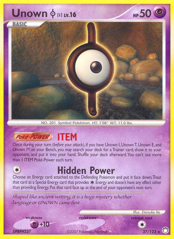 Unown I (37/123) [Diamond & Pearl: Mysterious Treasures] | Game Master's Emporium (The New GME)