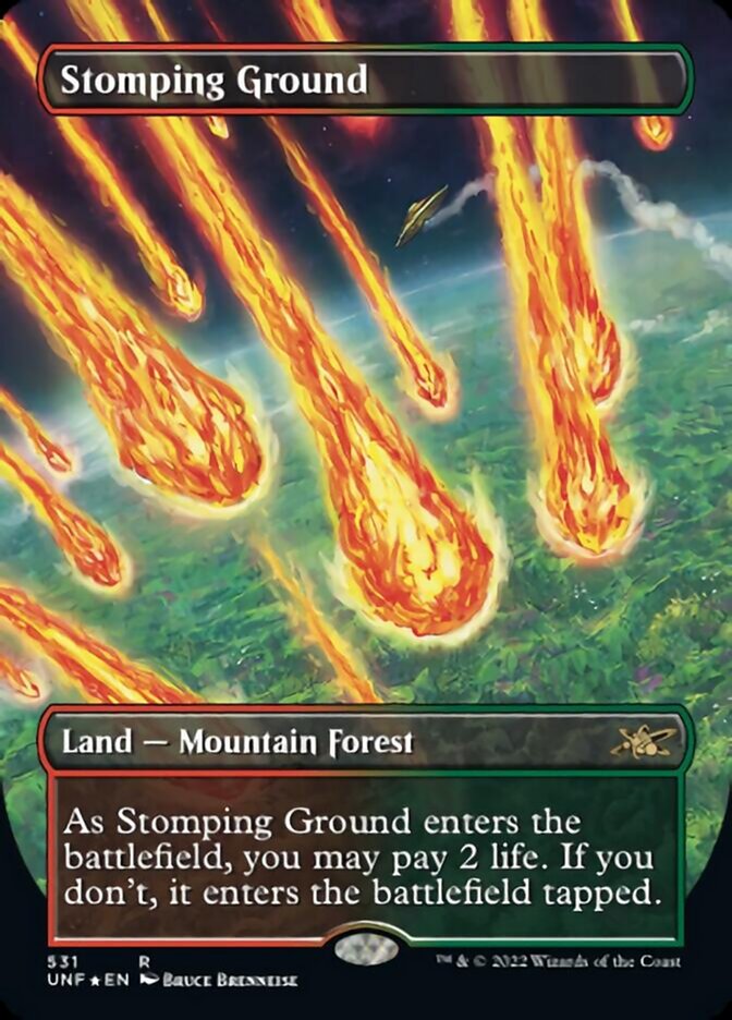 Stomping Ground (Borderless) (Galaxy Foil) [Unfinity] | Game Master's Emporium (The New GME)