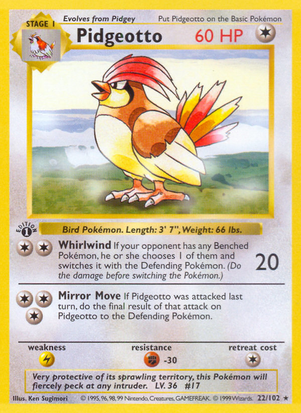 Pidgeotto (22/102) (Shadowless) [Base Set 1st Edition] | Game Master's Emporium (The New GME)