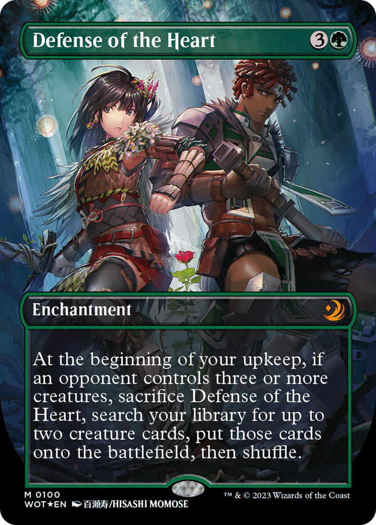 Defense of the Heart (Anime Borderless) (Confetti Foil) [Wilds of Eldraine: Enchanting Tales] | Game Master's Emporium (The New GME)