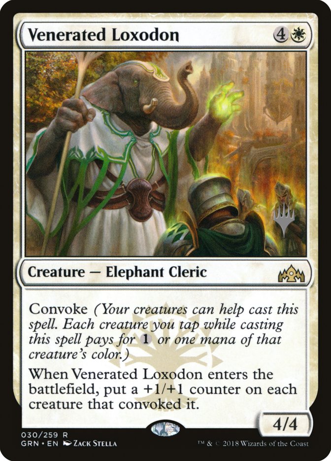 Venerated Loxodon (Promo Pack) [Guilds of Ravnica Promos] | Game Master's Emporium (The New GME)