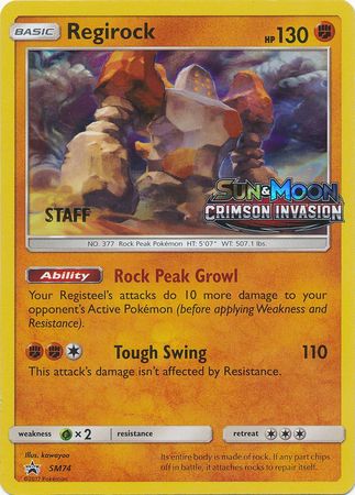 Regirock (SM74) (Staff Prerelease Promo) [Sun & Moon: Black Star Promos] | Game Master's Emporium (The New GME)