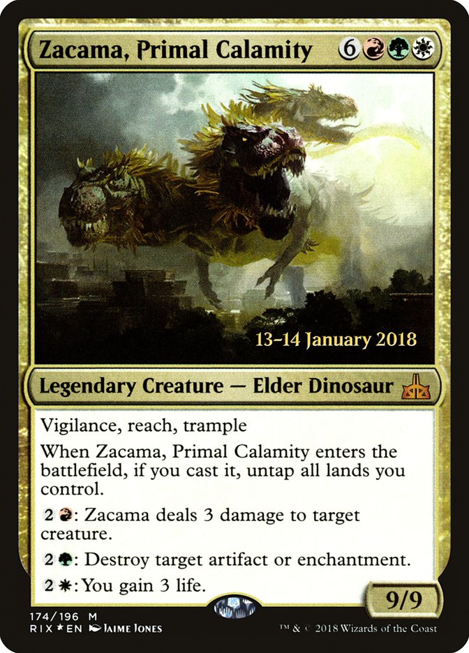 Zacama, Primal Calamity [Rivals of Ixalan Prerelease Promos] | Game Master's Emporium (The New GME)