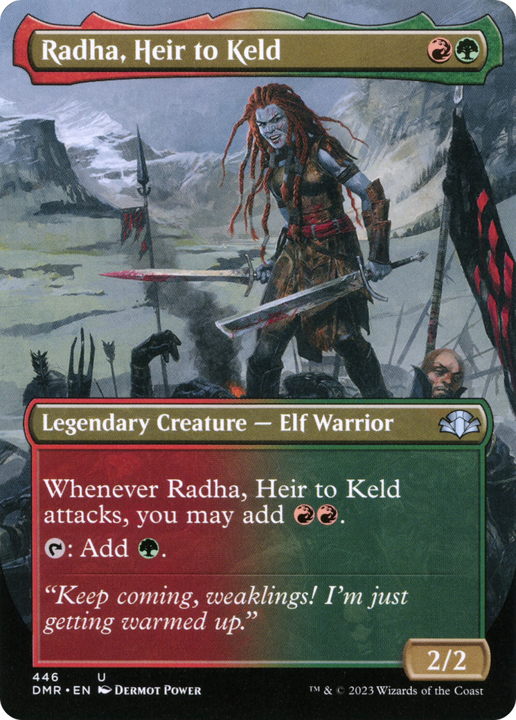 Radha, Heir to Keld (Borderless Alternate Art) [Dominaria Remastered] | Game Master's Emporium (The New GME)