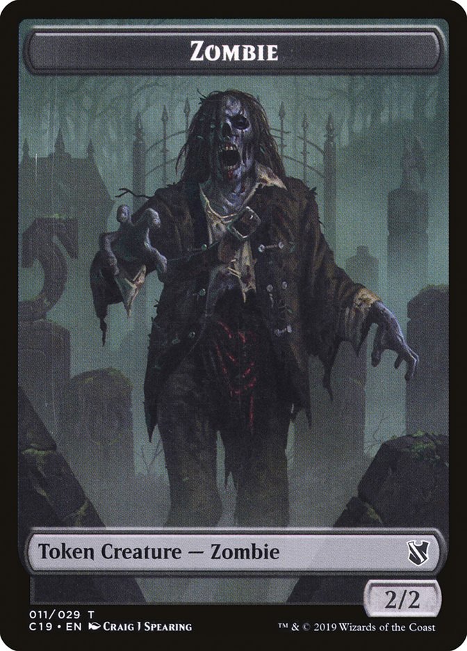 Zombie (010) // Zombie (011) Double-Sided Token [Commander 2019 Tokens] | Game Master's Emporium (The New GME)