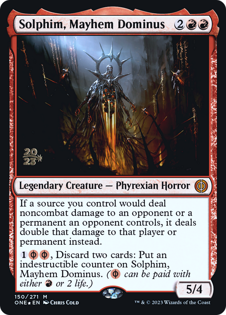 Solphim, Mayhem Dominus [Phyrexia: All Will Be One Prerelease Promos] | Game Master's Emporium (The New GME)
