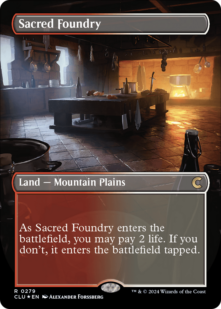 Sacred Foundry (Borderless) [Ravnica: Clue Edition] | Game Master's Emporium (The New GME)