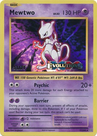 Mewtwo (51/108) (XY Evolutions Staff Prerelease) [XY: Black Star Promos] | Game Master's Emporium (The New GME)