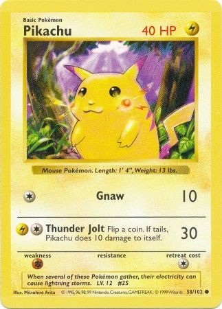 Pikachu (58/102) (Red Cheeks Misprint) [Base Set Shadowless Unlimited] | Game Master's Emporium (The New GME)