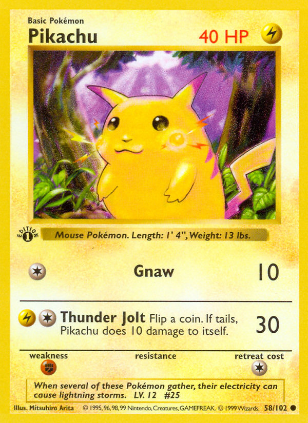 Pikachu (58/102) (Shadowless) [Base Set 1st Edition] | Game Master's Emporium (The New GME)