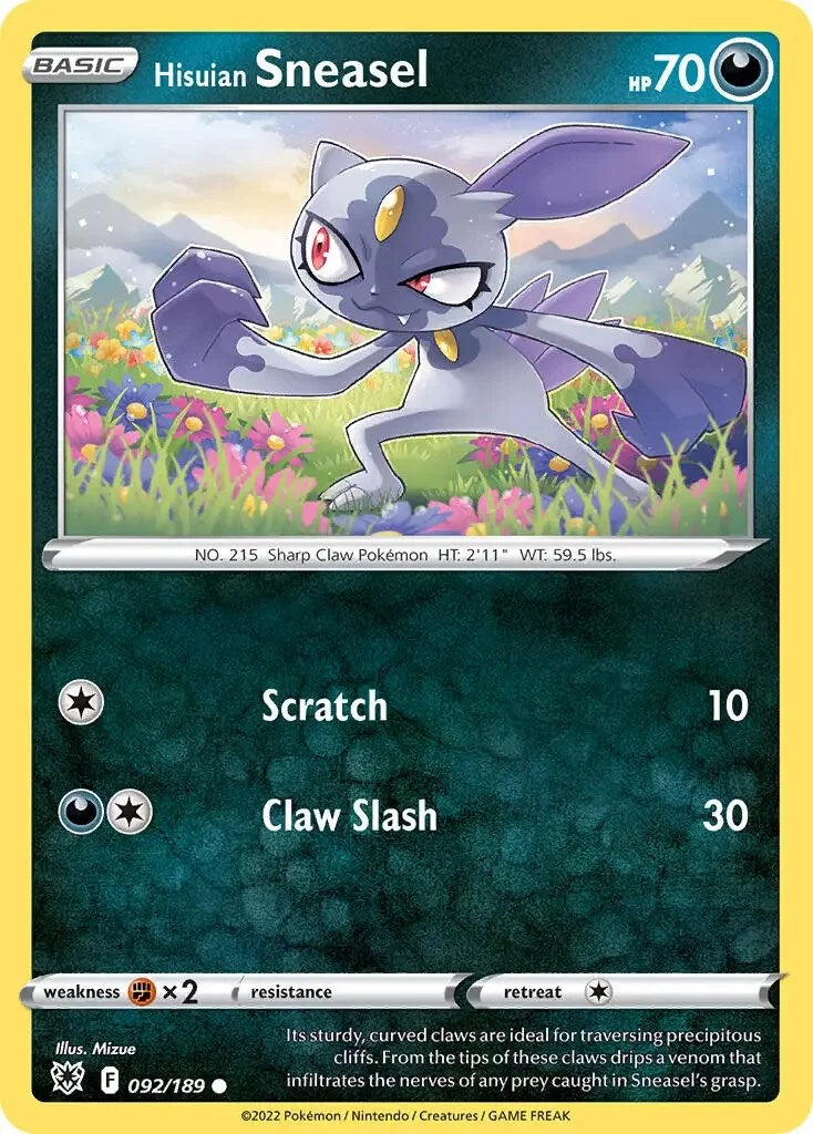 Hisuian Sneasel (092/189) (Theme Deck Exclusive) [Sword & Shield: Astral Radiance] | Game Master's Emporium (The New GME)