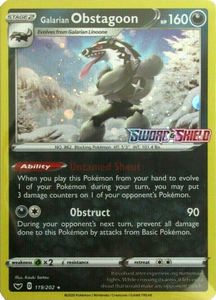 Galarian Obstagoon (119/202) (Cosmos Holo) [Sword & Shield: Base Set] | Game Master's Emporium (The New GME)
