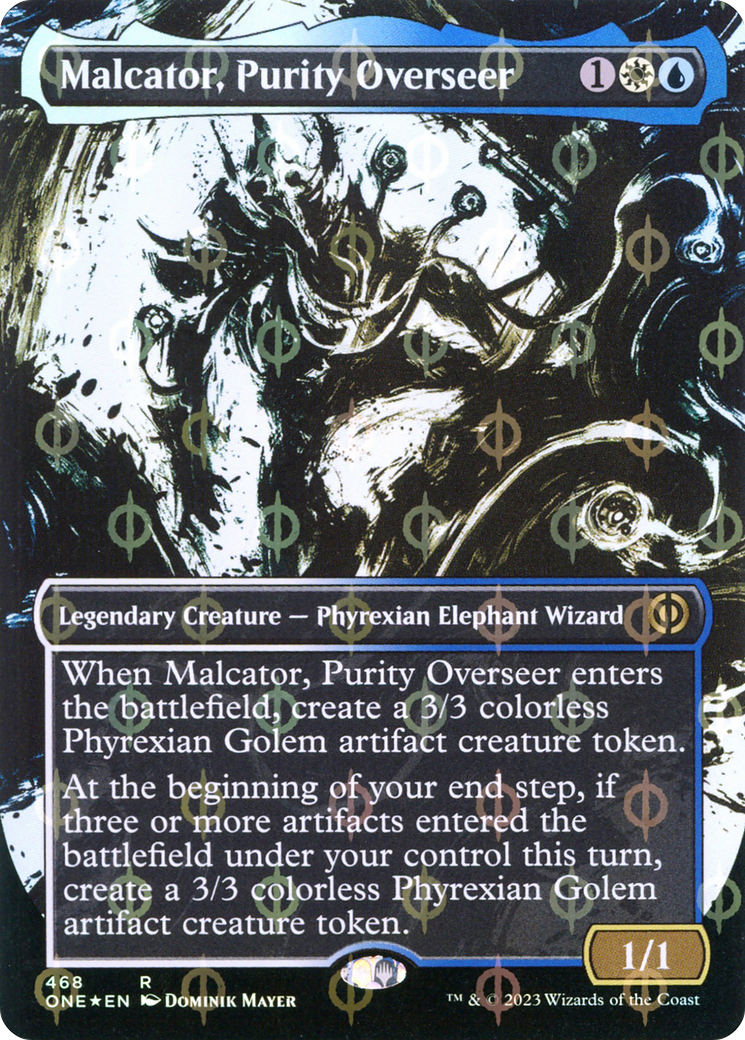 Malcator, Purity Overseer (Borderless Ichor Step-and-Compleat Foil) [Phyrexia: All Will Be One] | Game Master's Emporium (The New GME)