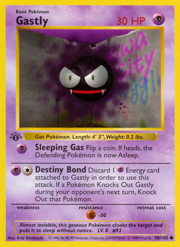 Gastly (50/102) (Shadowless) [Base Set 1st Edition] | Game Master's Emporium (The New GME)