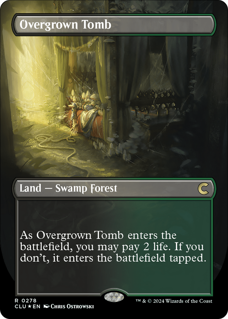 Overgrown Tomb (Borderless) [Ravnica: Clue Edition] | Game Master's Emporium (The New GME)