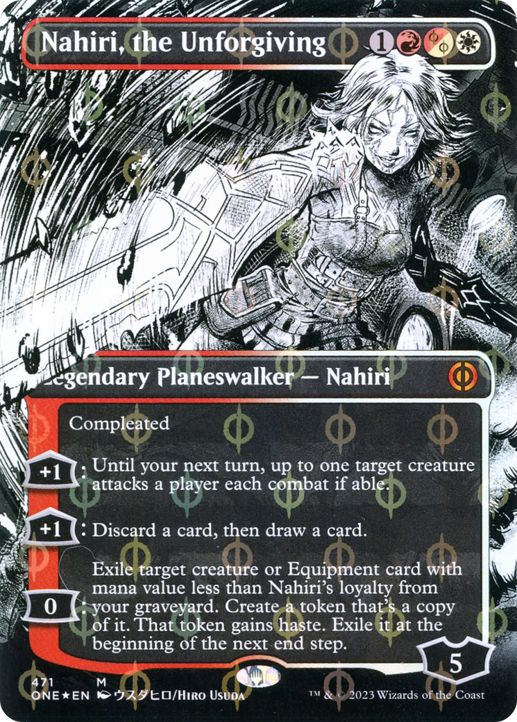 Nahiri, the Unforgiving (Borderless Manga Step-and-Compleat Foil) [Phyrexia: All Will Be One] | Game Master's Emporium (The New GME)