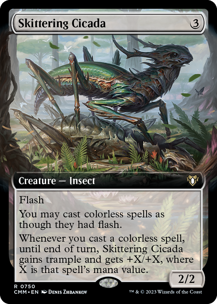 Skittering Cicada (Extended Art) [Commander Masters] | Game Master's Emporium (The New GME)