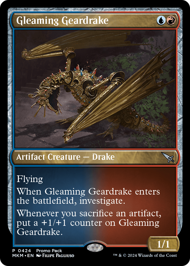 Gleaming Geardrake (Promo Pack) [Murders at Karlov Manor Promos] | Game Master's Emporium (The New GME)