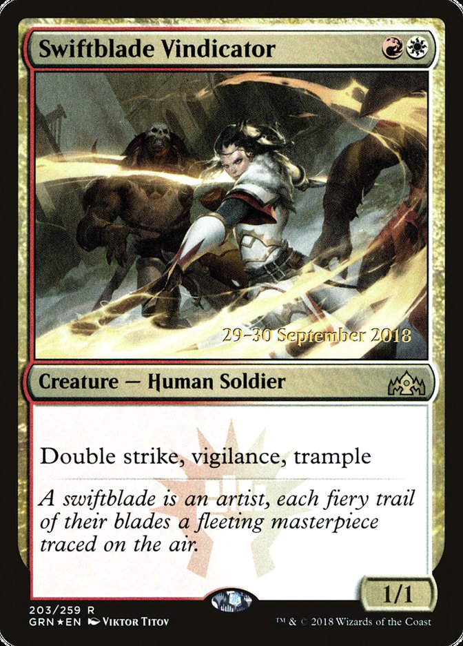 Swiftblade Vindicator [Guilds of Ravnica Prerelease Promos] | Game Master's Emporium (The New GME)