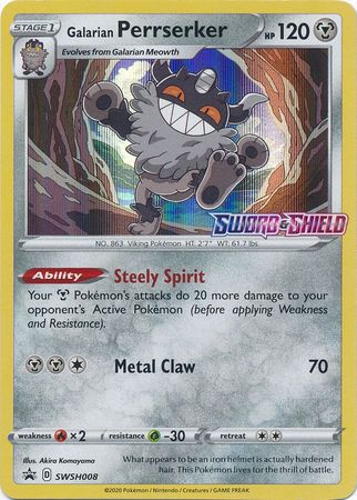 Galarian Perrserker (SWSH008) (Prerelease Promo) [Sword & Shield: Black Star Promos] | Game Master's Emporium (The New GME)