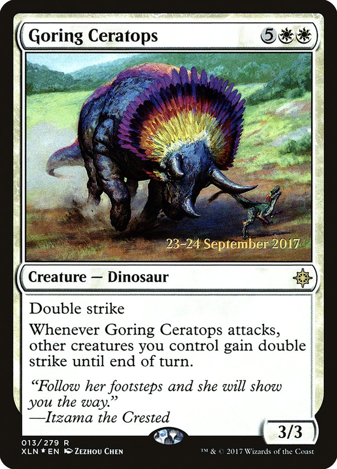 Goring Ceratops [Ixalan Prerelease Promos] | Game Master's Emporium (The New GME)