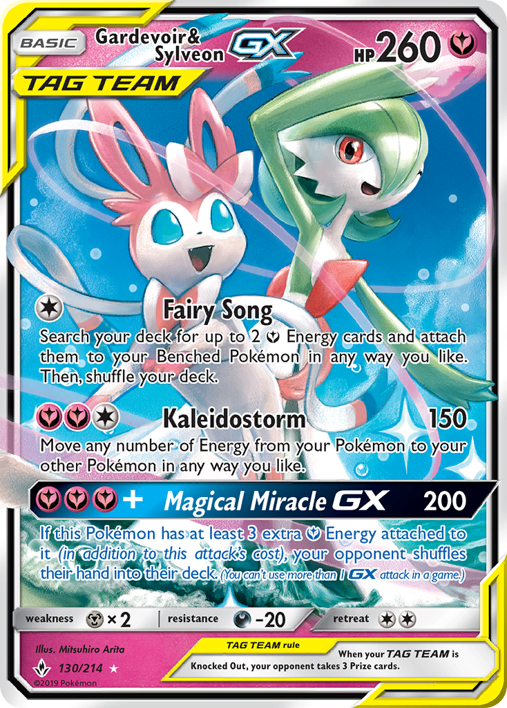 Gardevoir & Sylveon GX (130/214) [Sun & Moon: Unbroken Bonds] | Game Master's Emporium (The New GME)