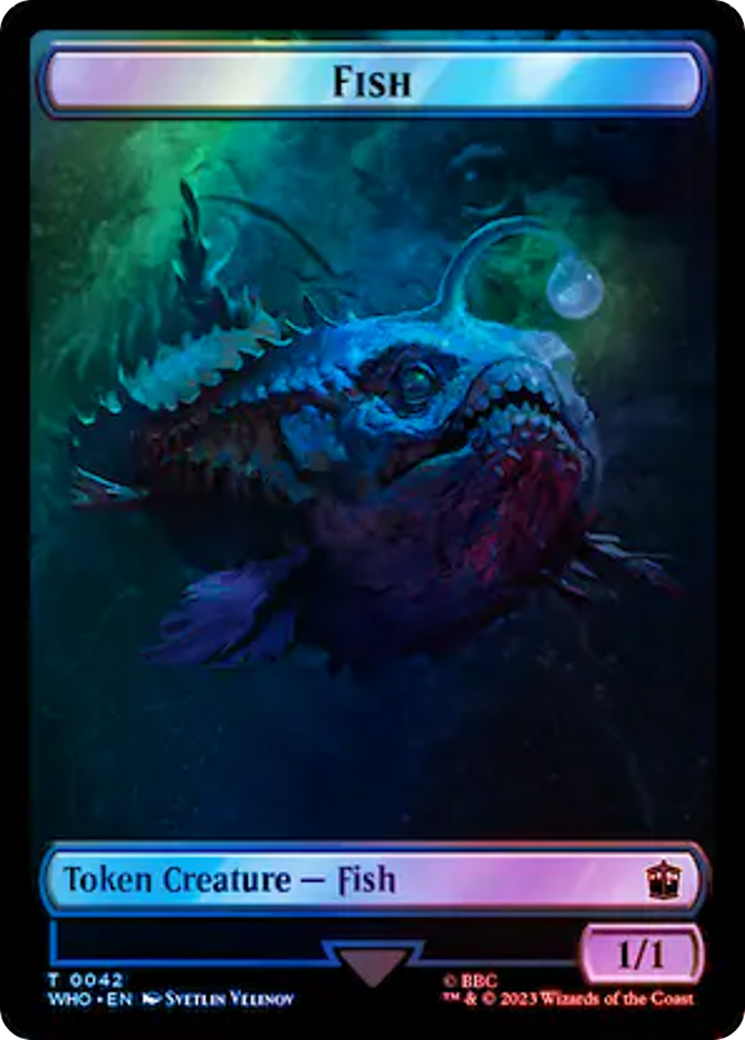 Fish // Alien Salamander Double-Sided Token (Surge Foil) [Doctor Who Tokens] | Game Master's Emporium (The New GME)