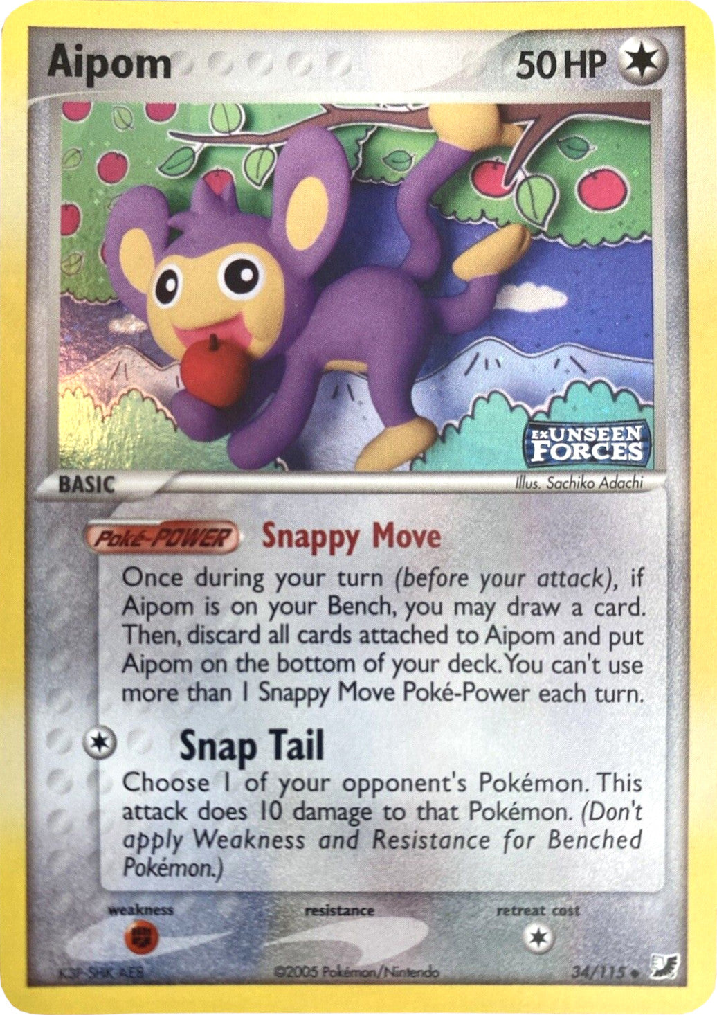 Aipom (34/115) (Stamped) [EX: Unseen Forces] | Game Master's Emporium (The New GME)